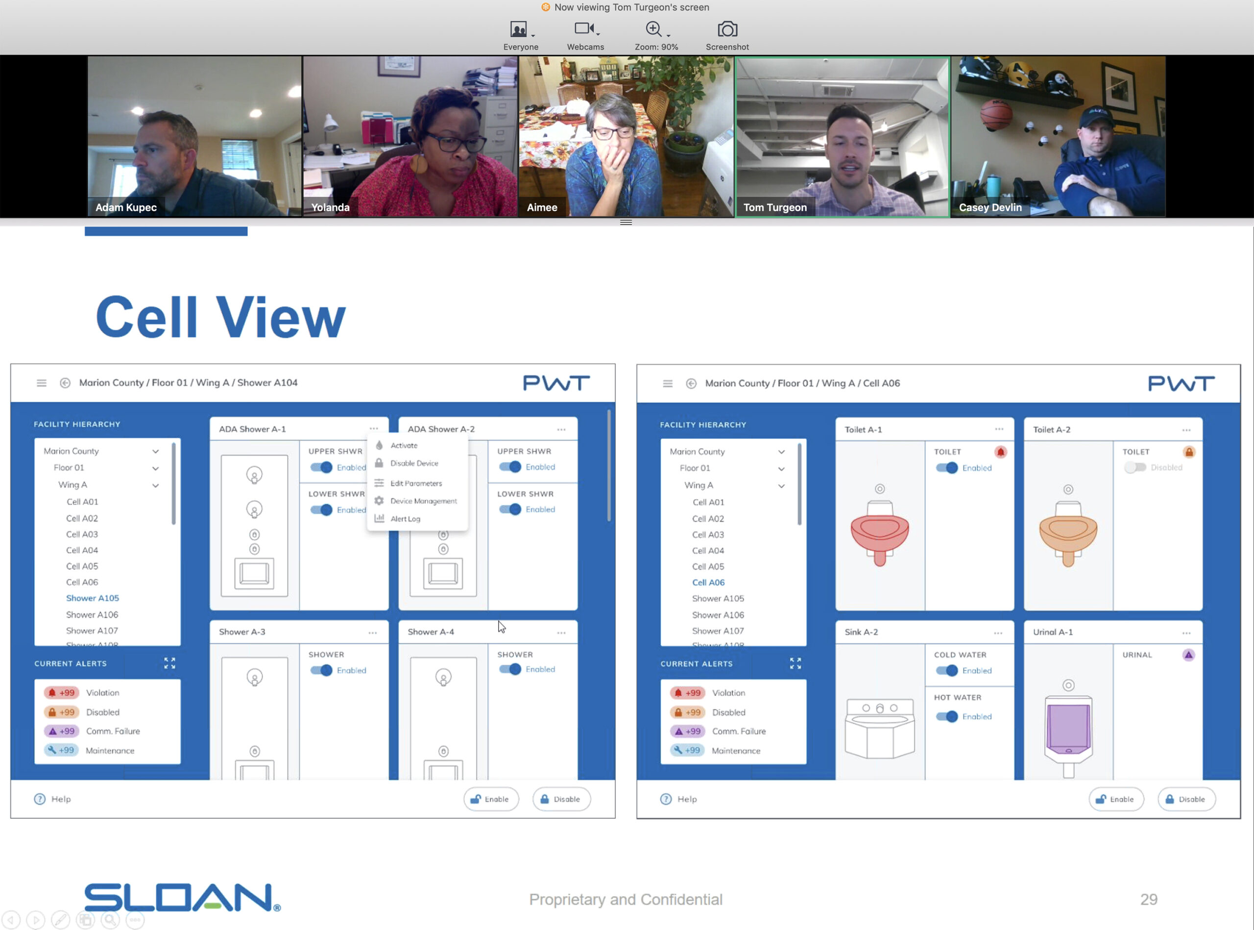 Sloan Programmed Water Technologies Systems Software Screenshot